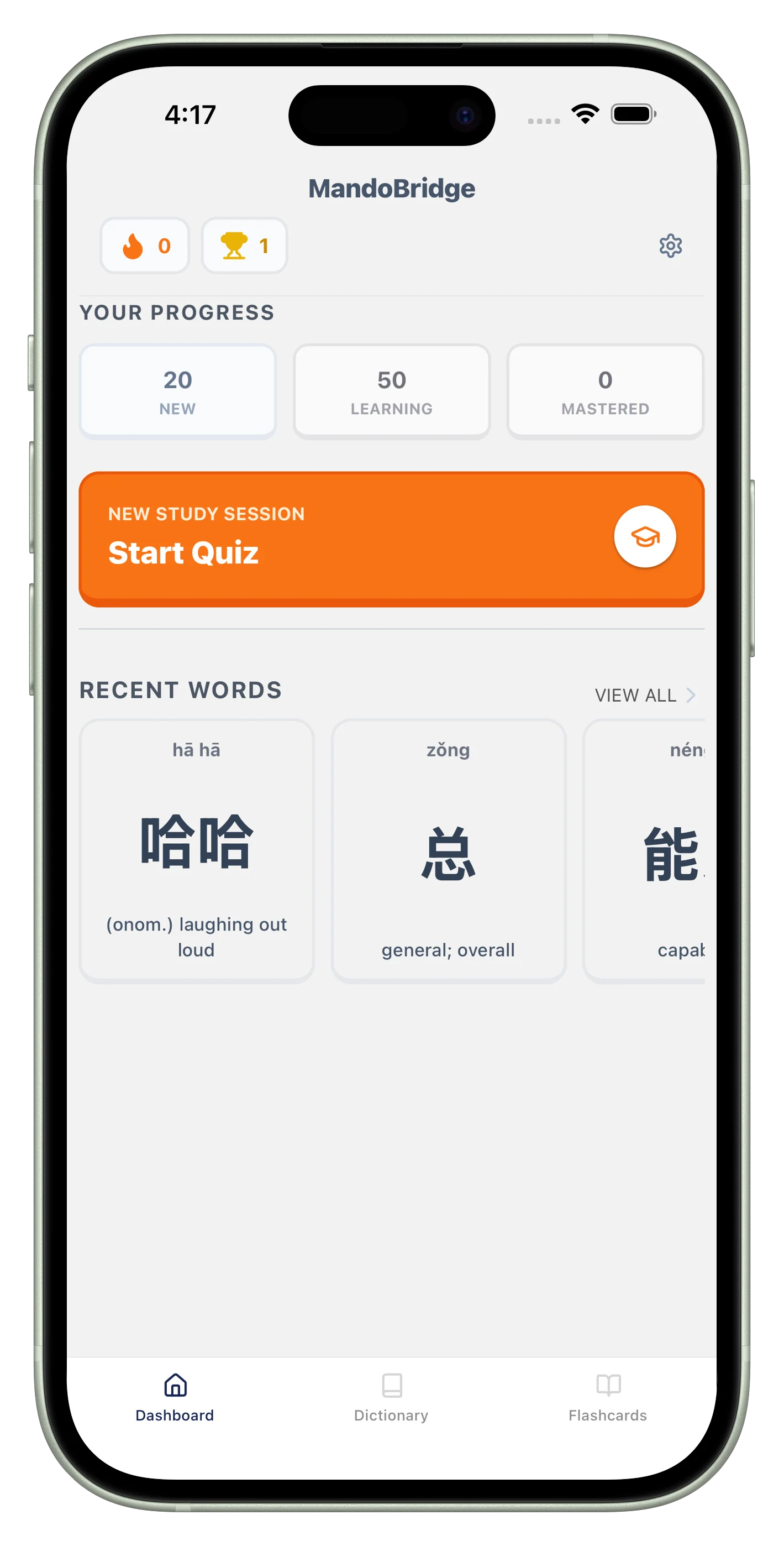 A preview of the MandoBridge app dashboard
